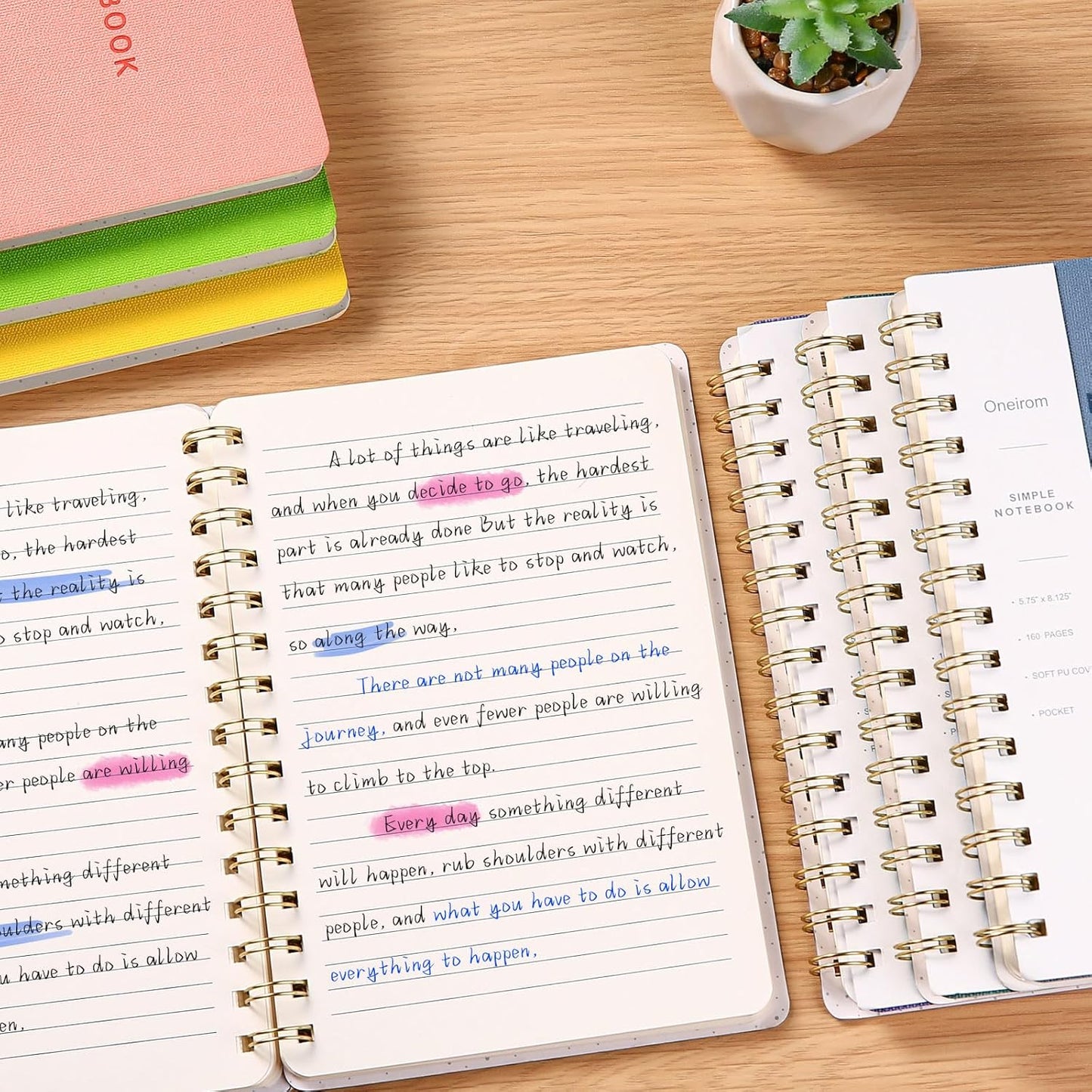 Spiral Notebook-5.75" X 8.125" College Ruled Journal with Inner Pockets and 160 Pages,Pu Leather Cover Business Journal, Twin-Wire Binding Notebook Perfect for Office & Home School Supplies Green